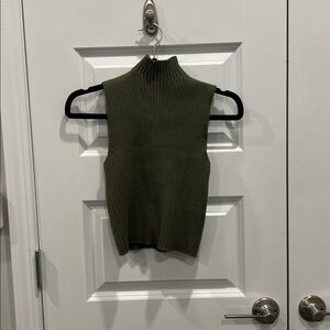 Zara Olive Ribbed Knit Top